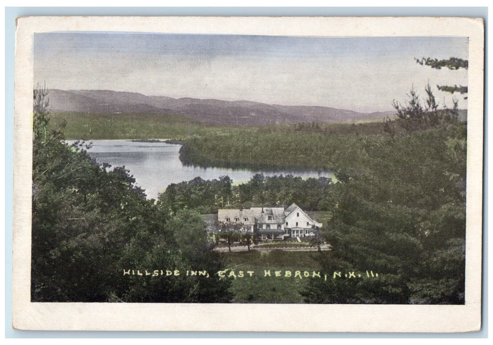 c1930's Aerial View Hillside Inn East Hebron New Hampshire NH Vintage Postcard