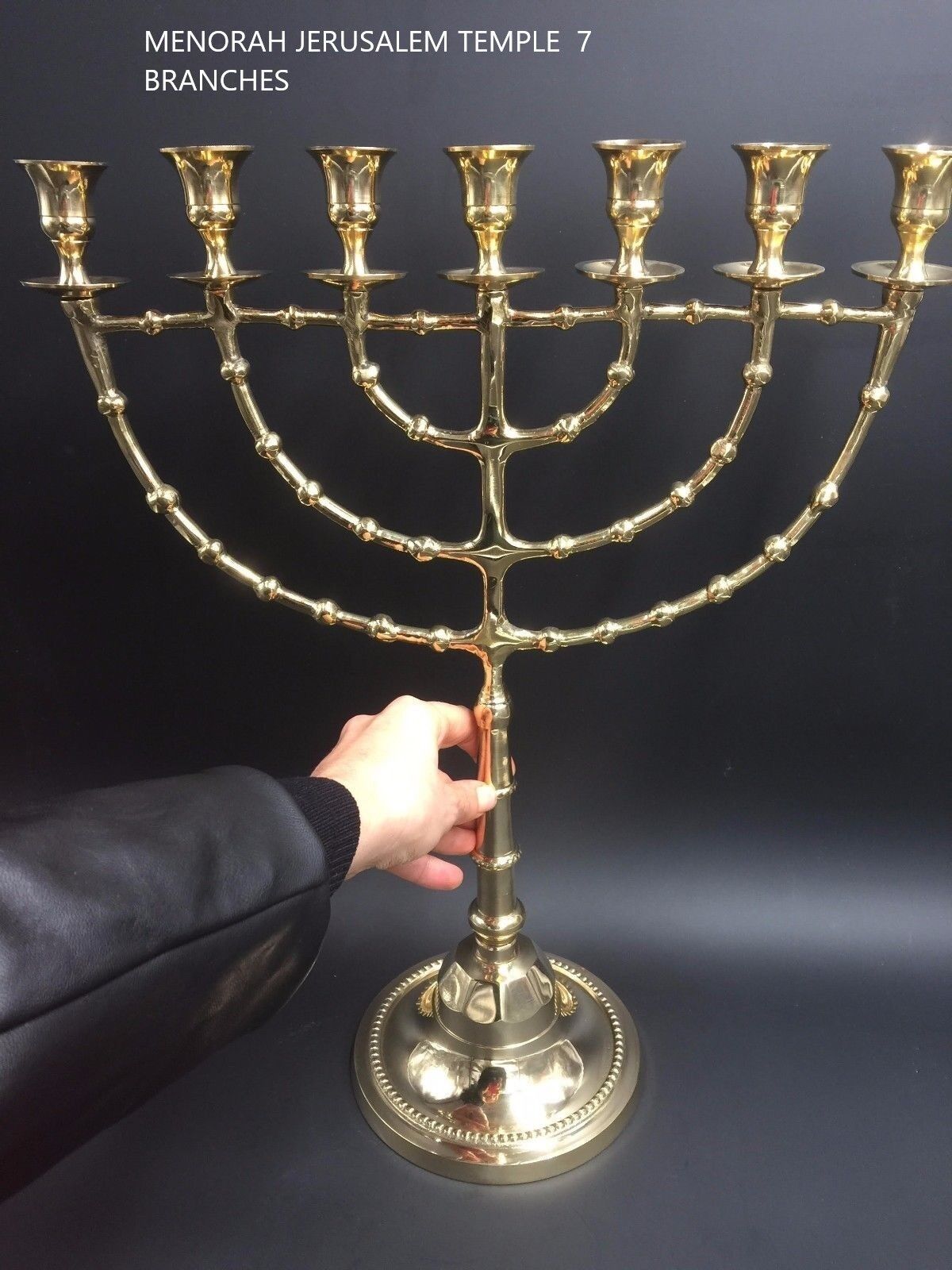 Authentic Temple Oil Menorah Seven  7 branches branch Candle Holder f22\'\'/56cm
