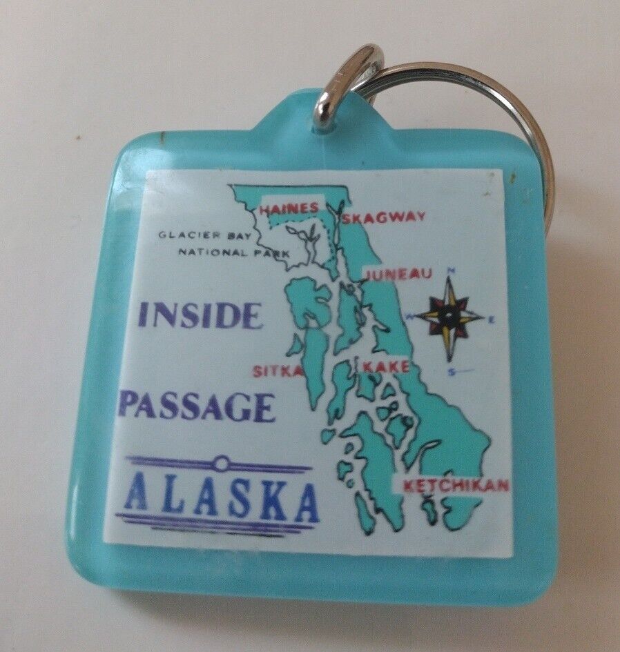 Alaska Inside Passage Souvenir Keychains Blue Plastic