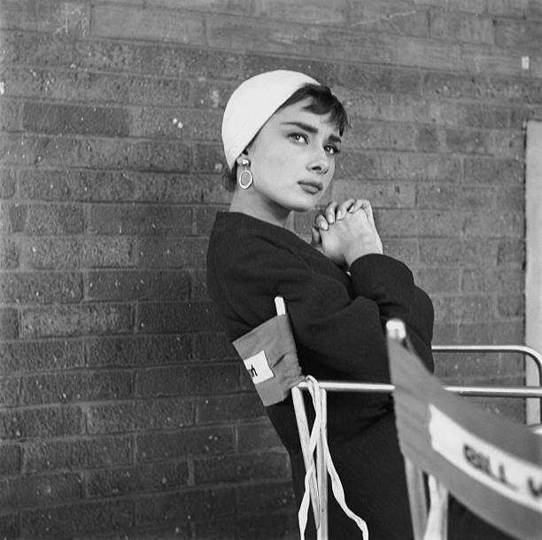 Audrey Hepburn on the set of director Billy Wilder's film, 'Sab - Old Photo