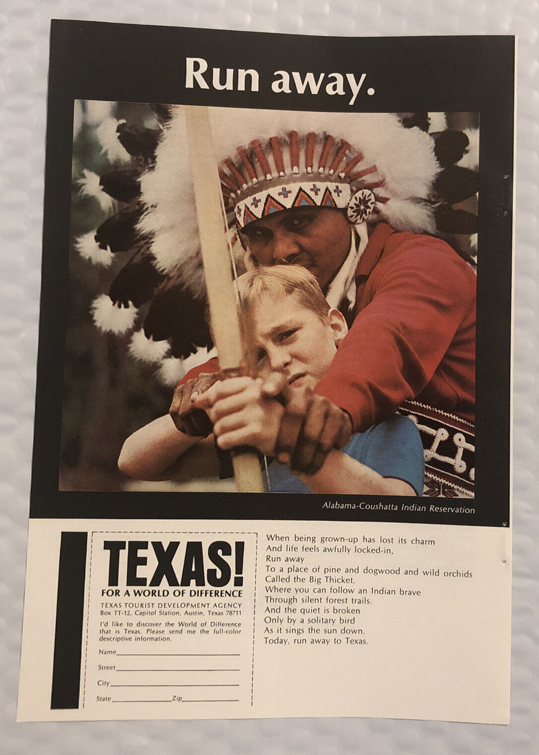 Vintage 1969 Texas Tourist Development Original Print Ad - Full Page - Run Away