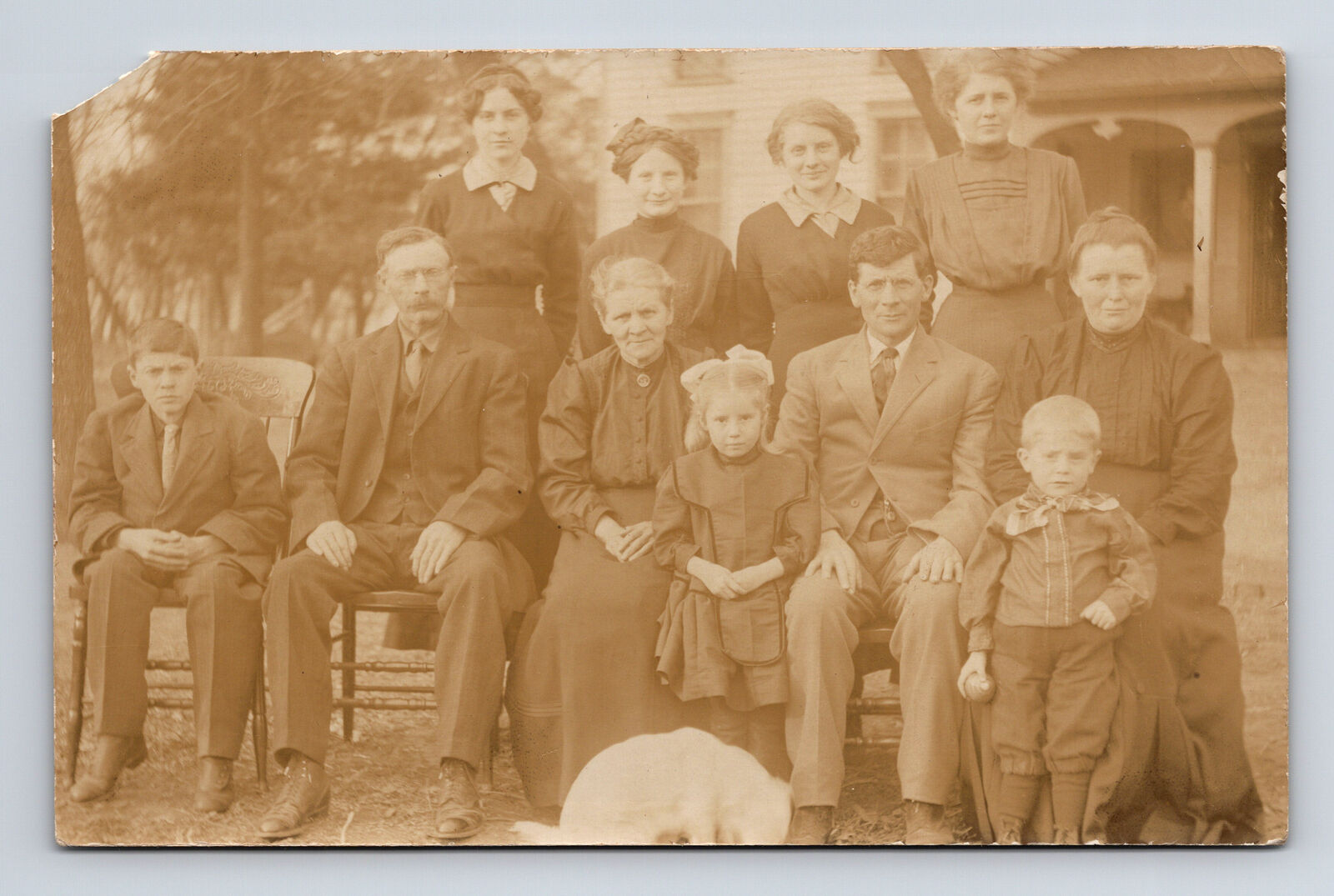 RPPC Unidentified Family Portrait Women Men Children Postcard