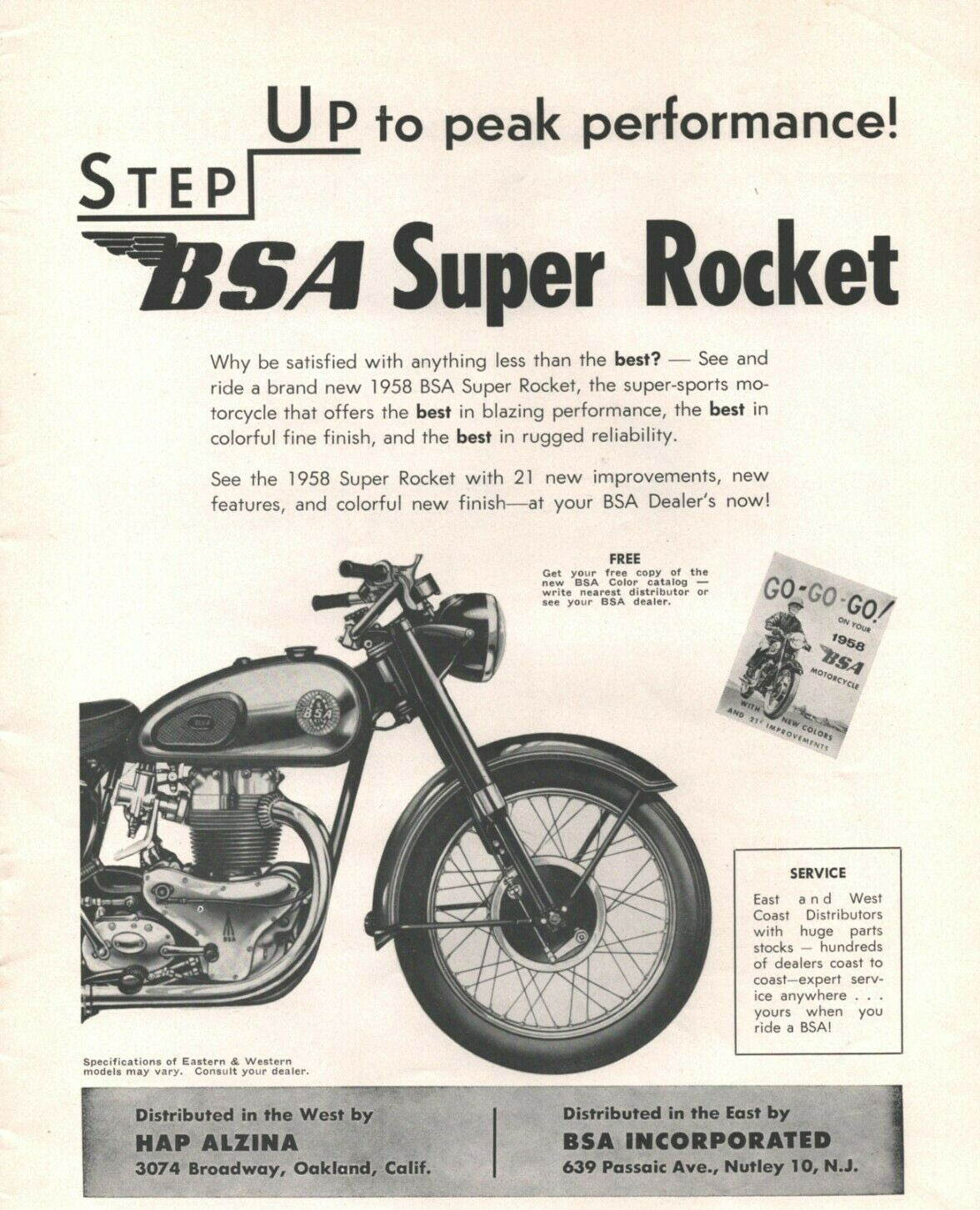 1958 BSA Super Rocket - Vintage Motorcycle Ad