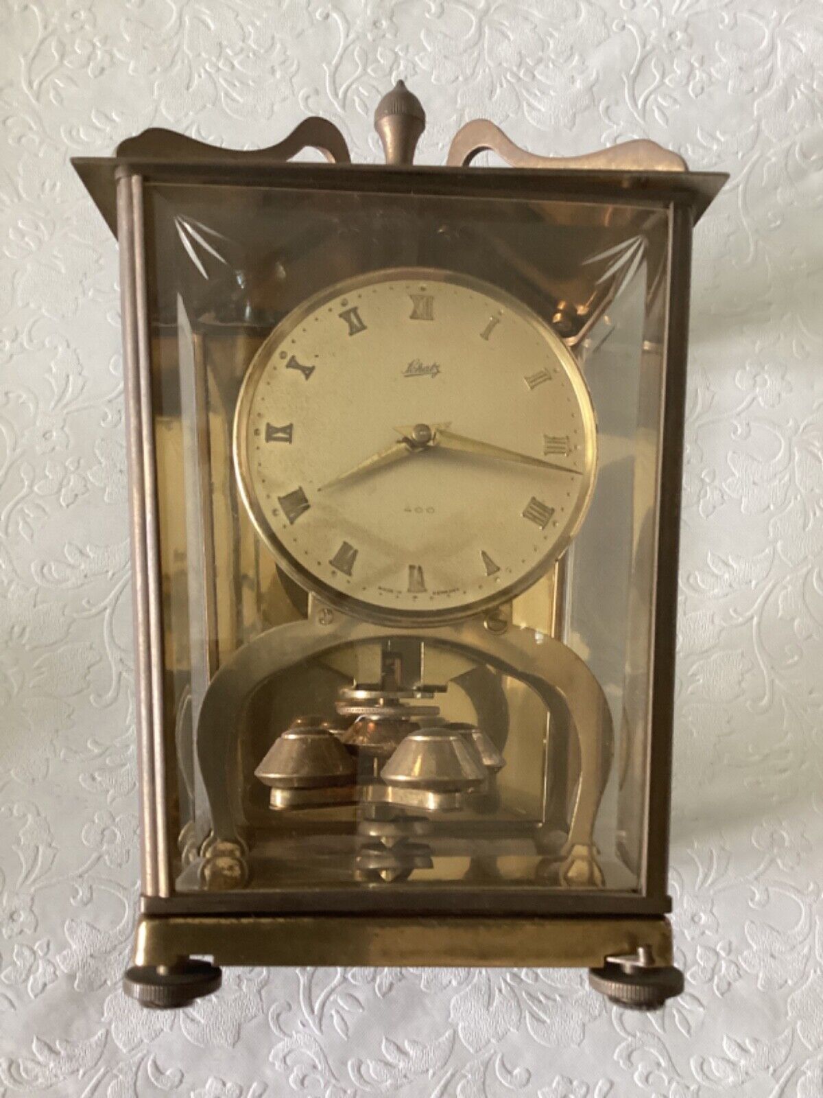 Vintage #53 Schatz Germany Mid Century Brass Art Deco 400 Day Clock CL819