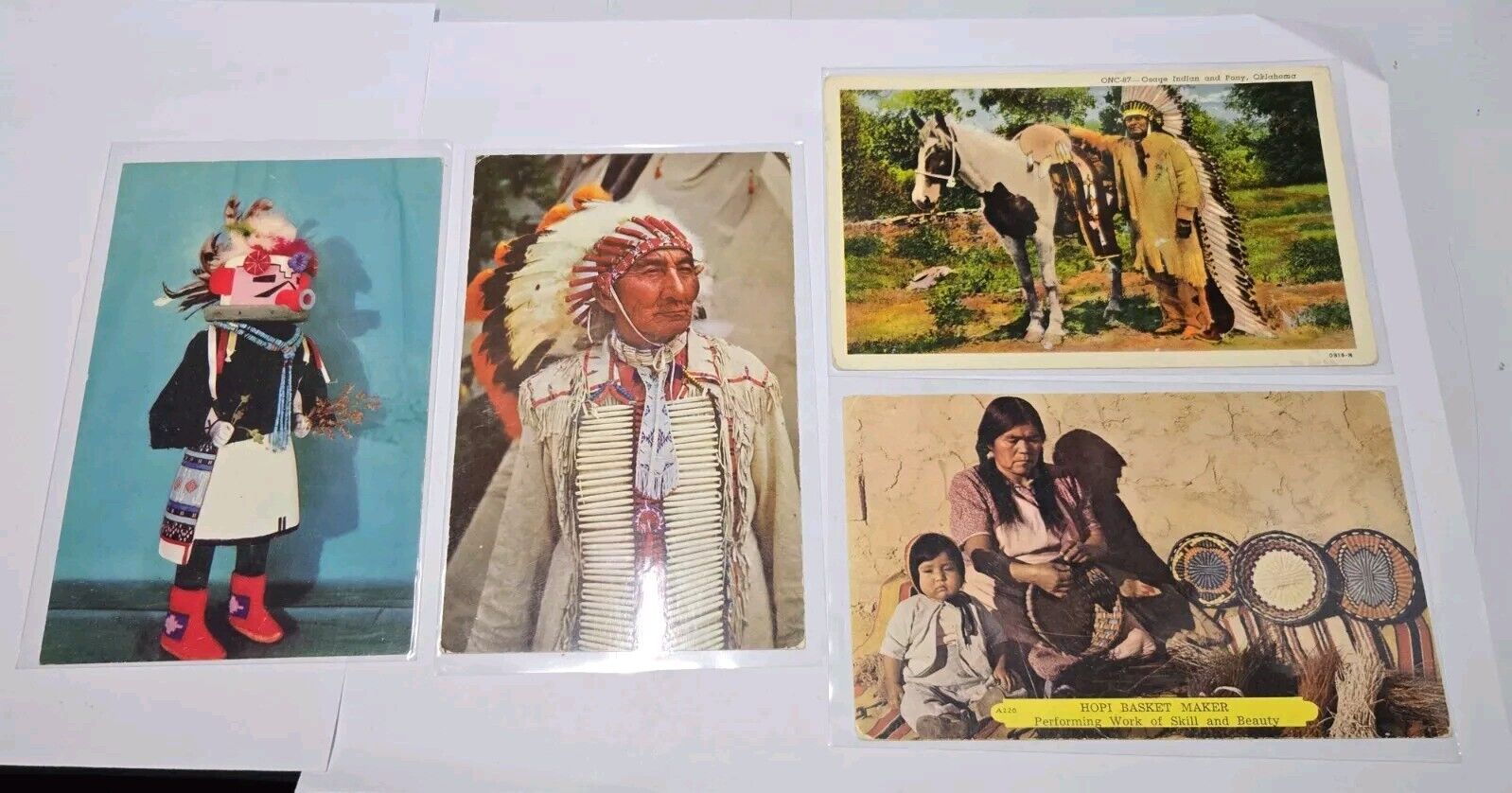 Vintage Postcards Native Americans Real Photos Unused Lot Of 4