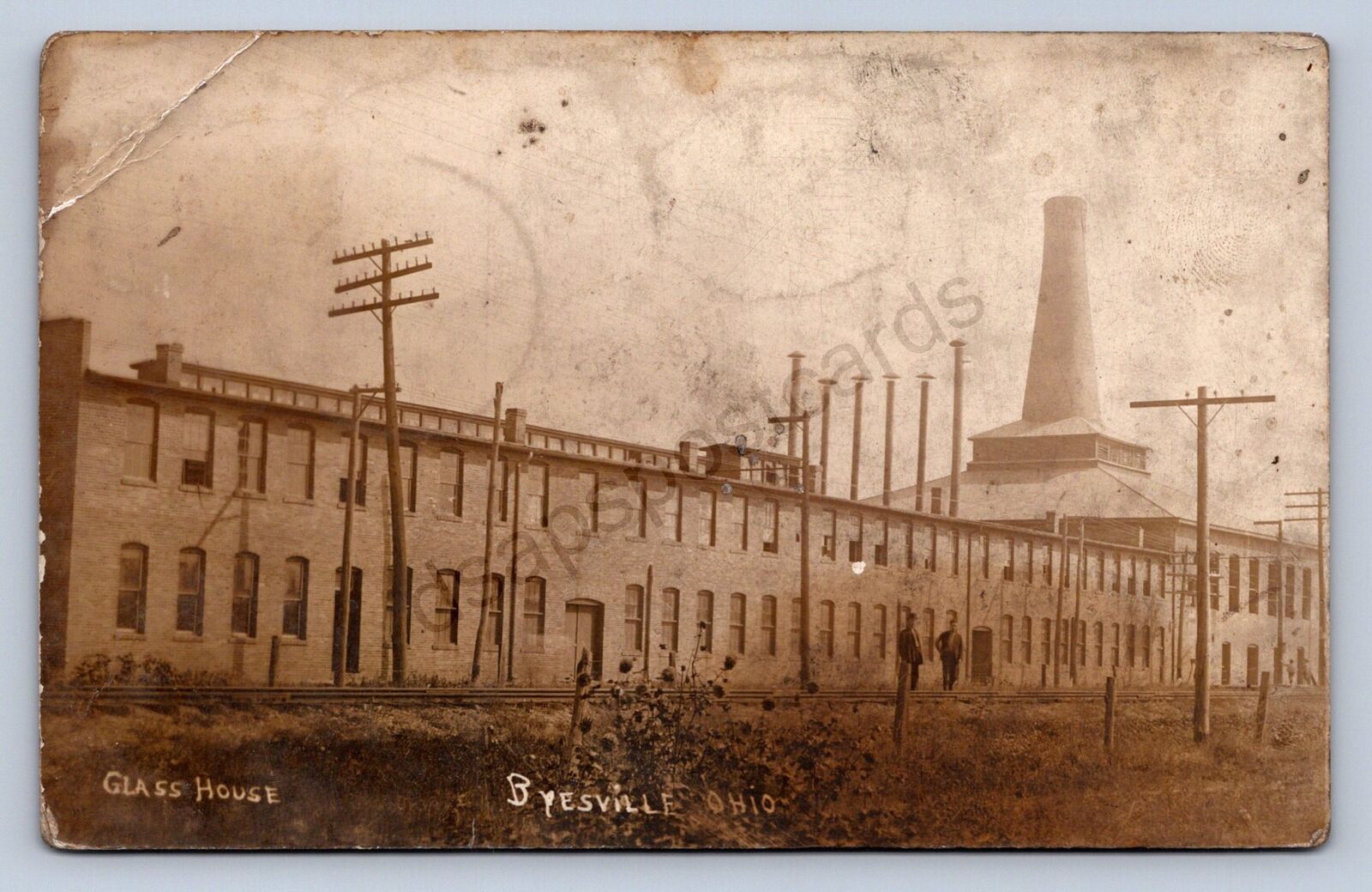 K4/ Byesville Ohio RPPC Postcard c1910 Cambridge Guernsey Glass Factory 215