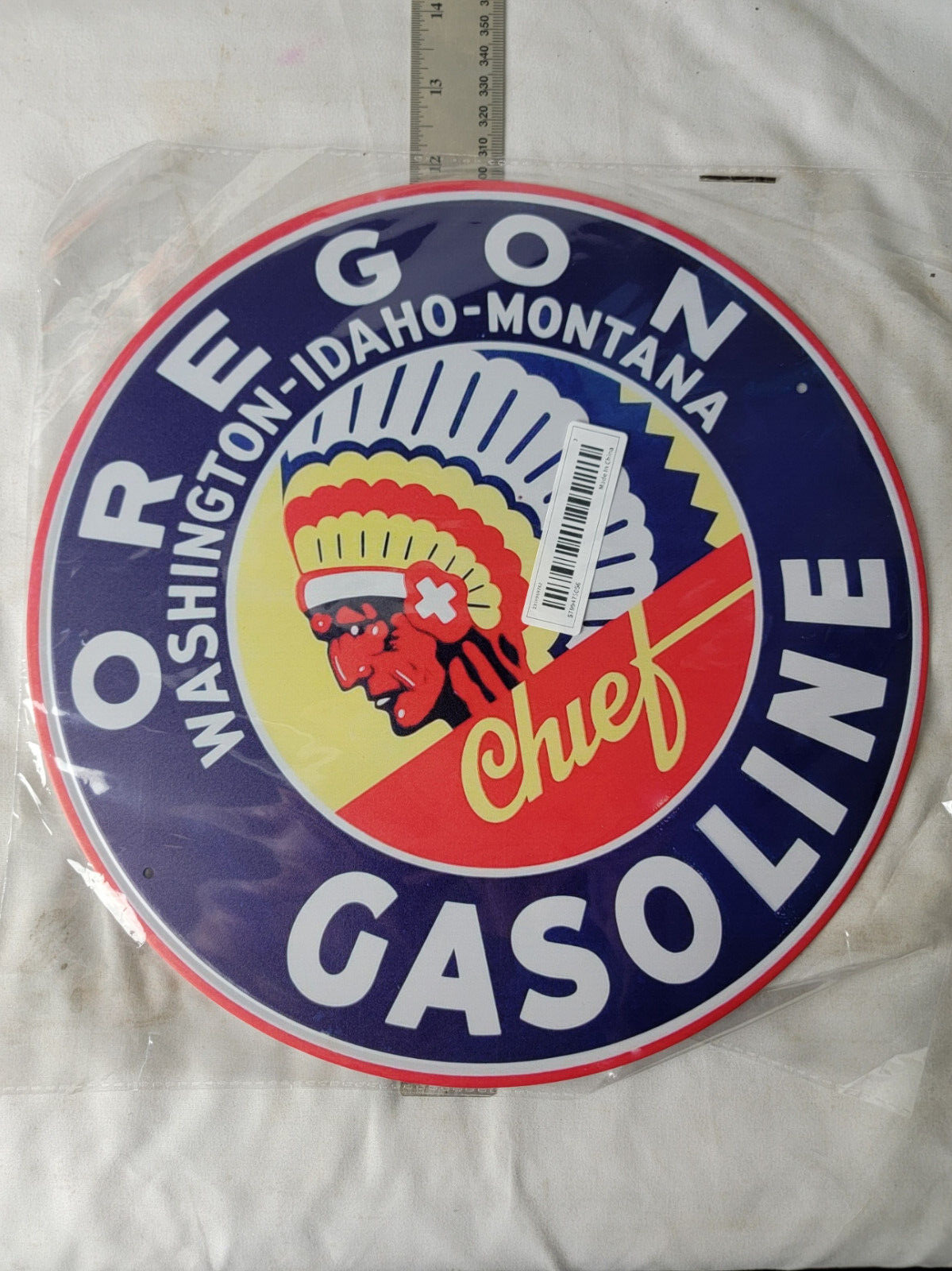 VINTAGE OREGON Gasoline COMPANY SIGN PUMP PLATE GAS STATION OIL Apart14