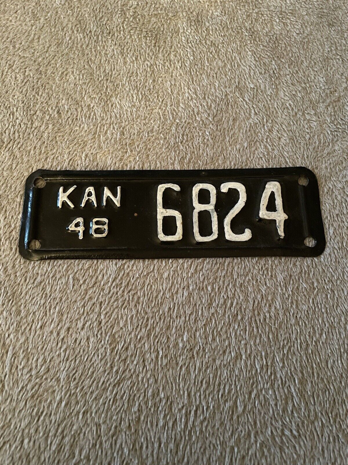 Original 1948 Kansas Motorcycle License Plate - 6824 - KS plates