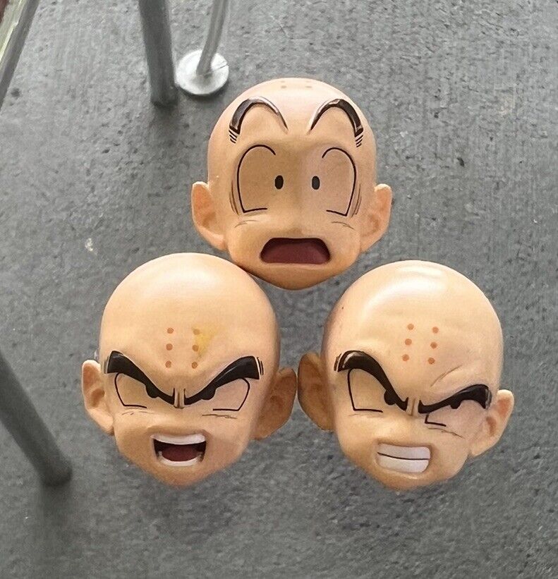 3 Pcs Lot Dragon Ball Z SH Figuarts Body Part Krillin Face Head Teeth Surprised