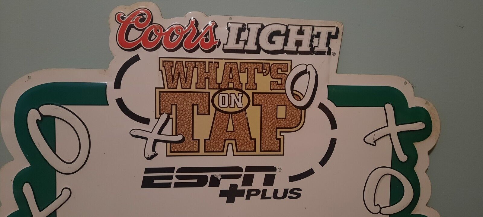Vintage Original ESPN + Coors Light Large Metal Bar Sign What\'s On Tap 24x30