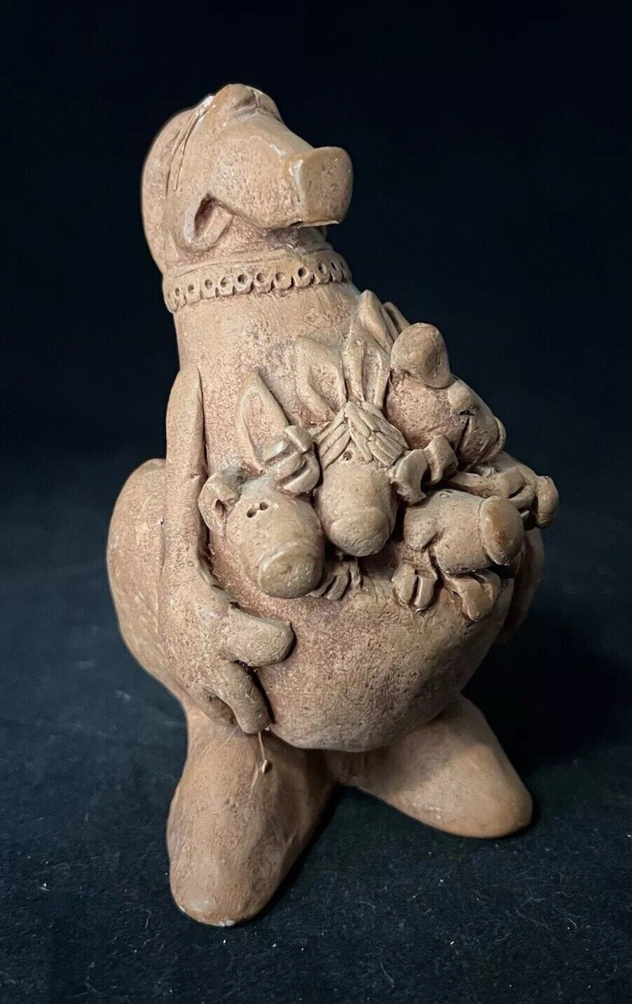 Vintage Kangaroo w Babies Redware Pottery Figurine Kersten Bros. 1973 Arizona