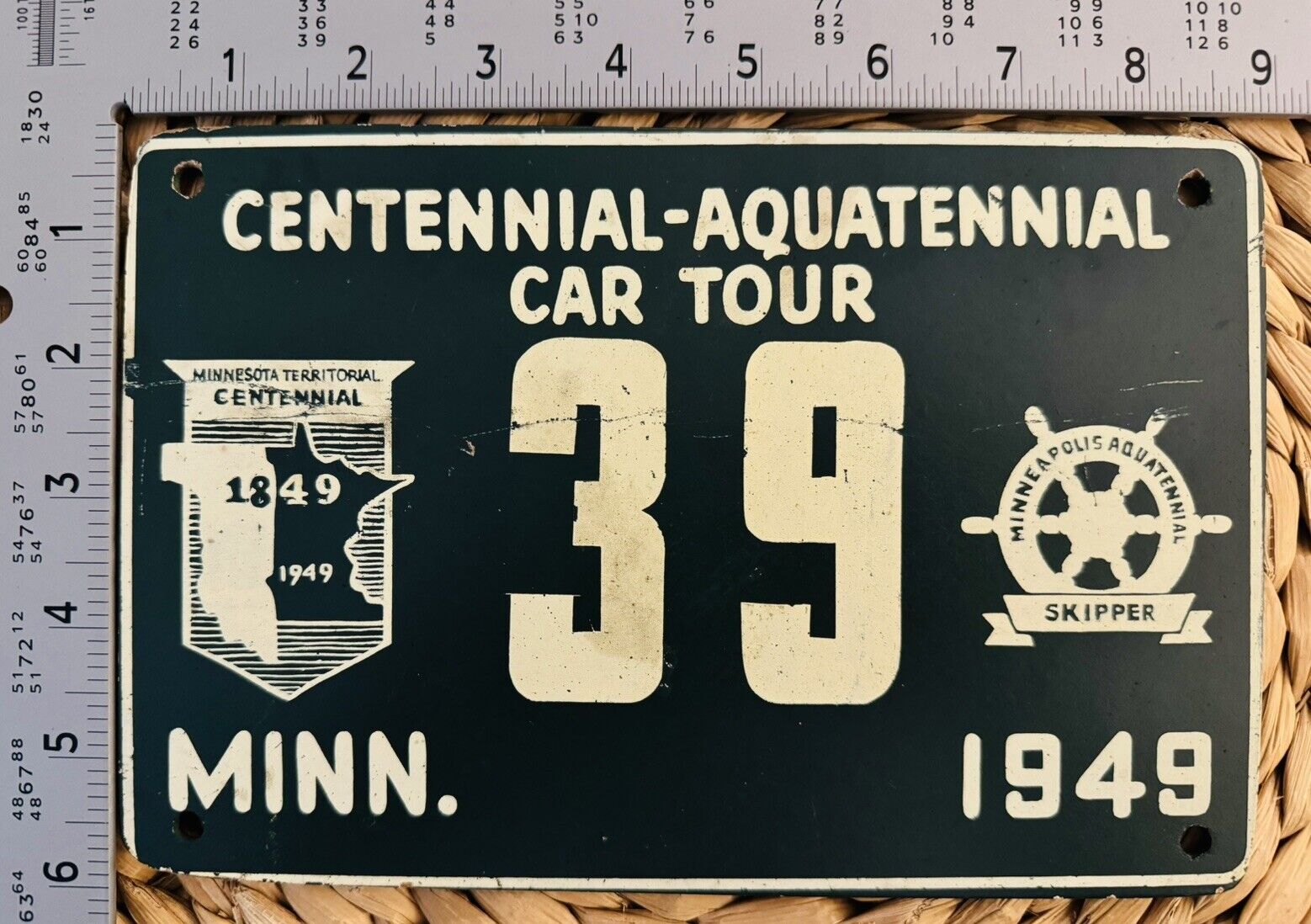 1949 Minneapolis Minnesota Fiberboard License Plate Car Tour 39 Booster Topper