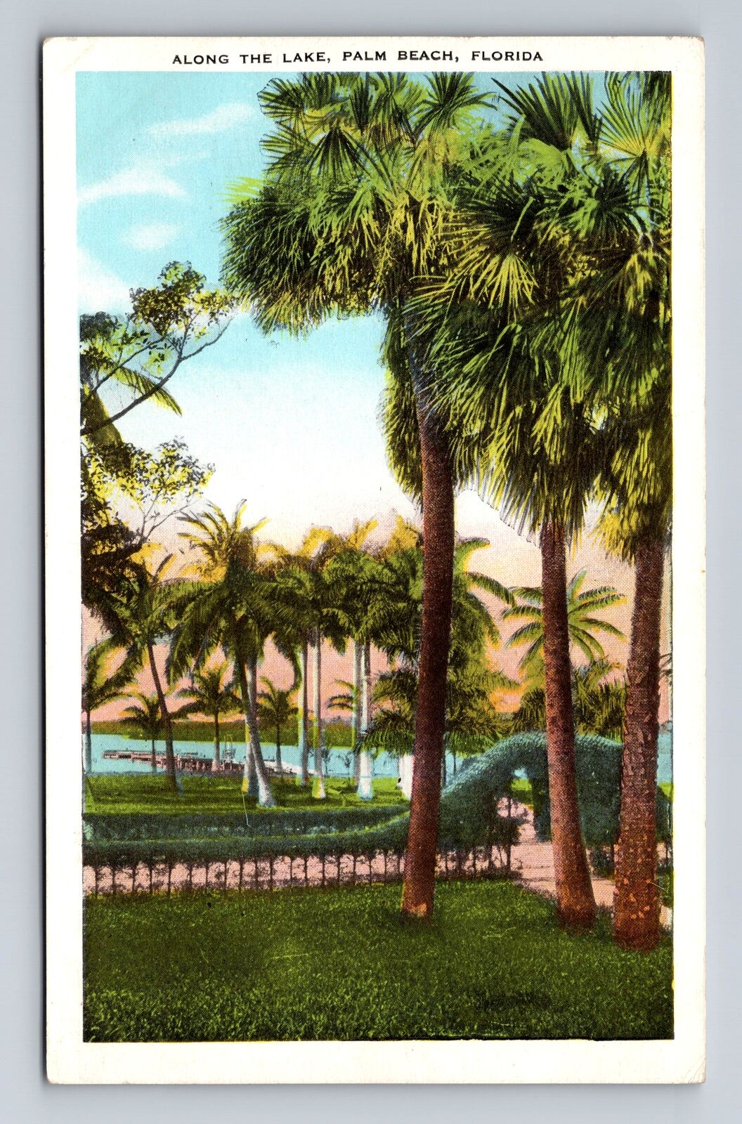 Palm Beach FL-Florida, Along The Lake, Antique, Vintage Postcard