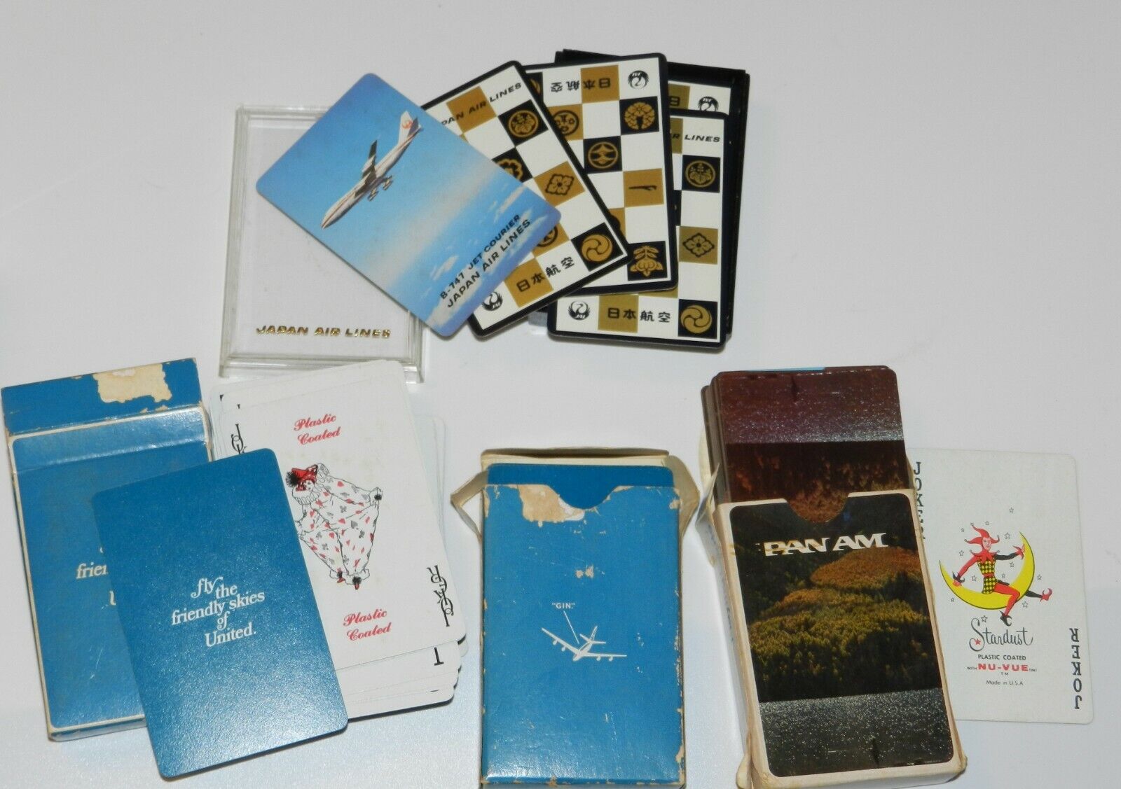 Vintage JAL Nintendo United Airlines PAN AM playing cards lot AS IS INCOMPLETE