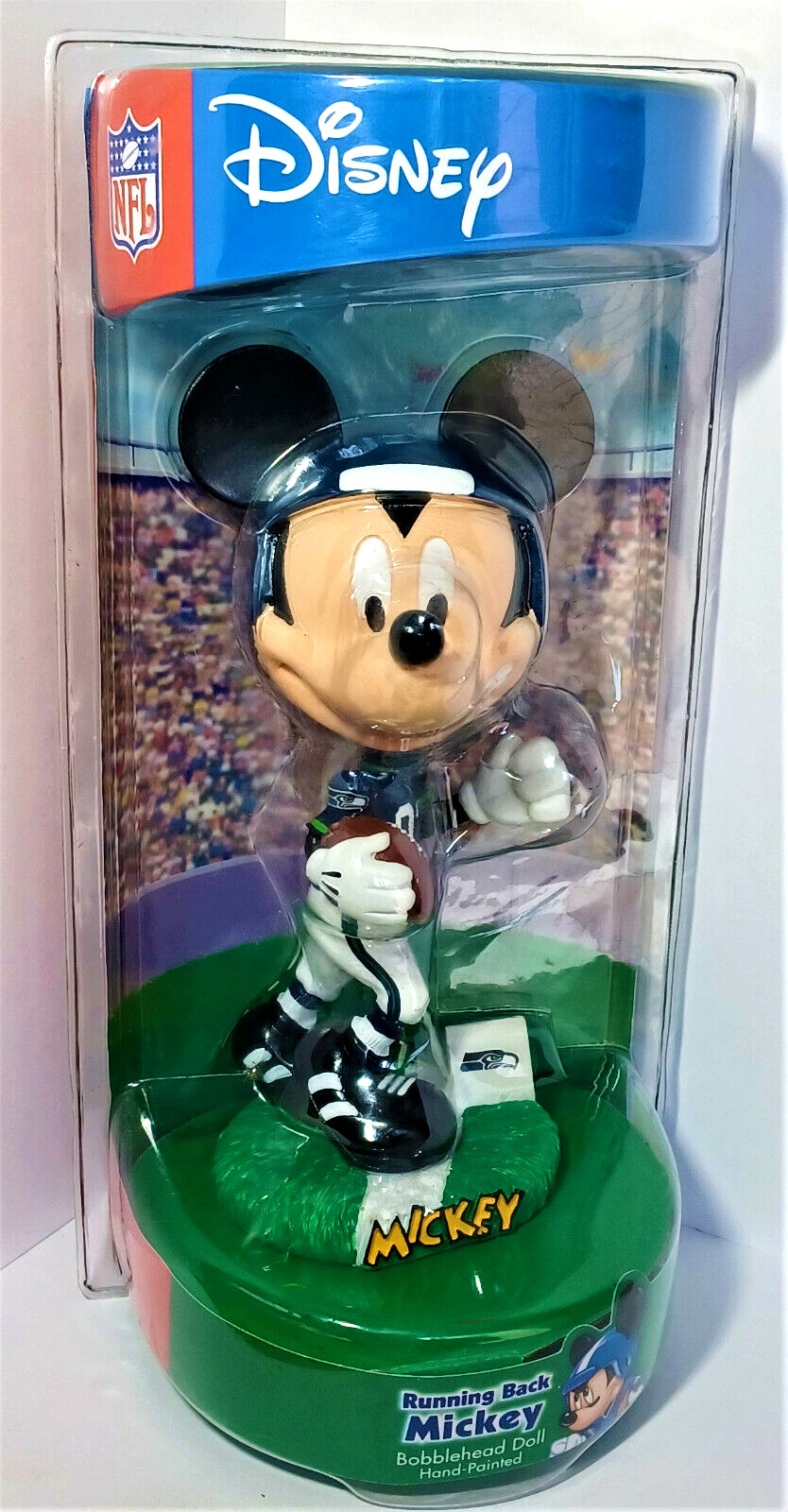 Vtg Seattle Seahawks Disney Mickey Mouse Running Back Promo Bobblehead Doll