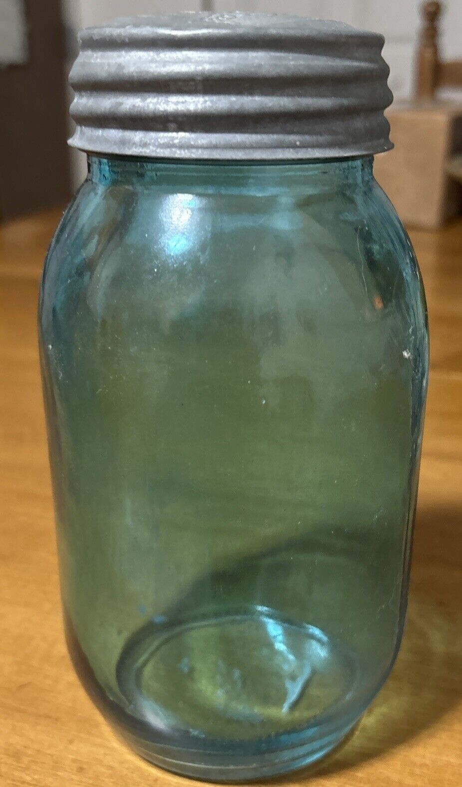 Antique 1910-1923 BALL MASON Blue Quart Canning Jar w Lid