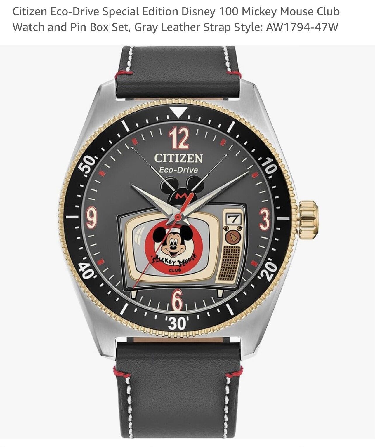 Citizen Eco-Drive Special Edition Disney 100 Mickey Mouse Club Watch and Pin Box
