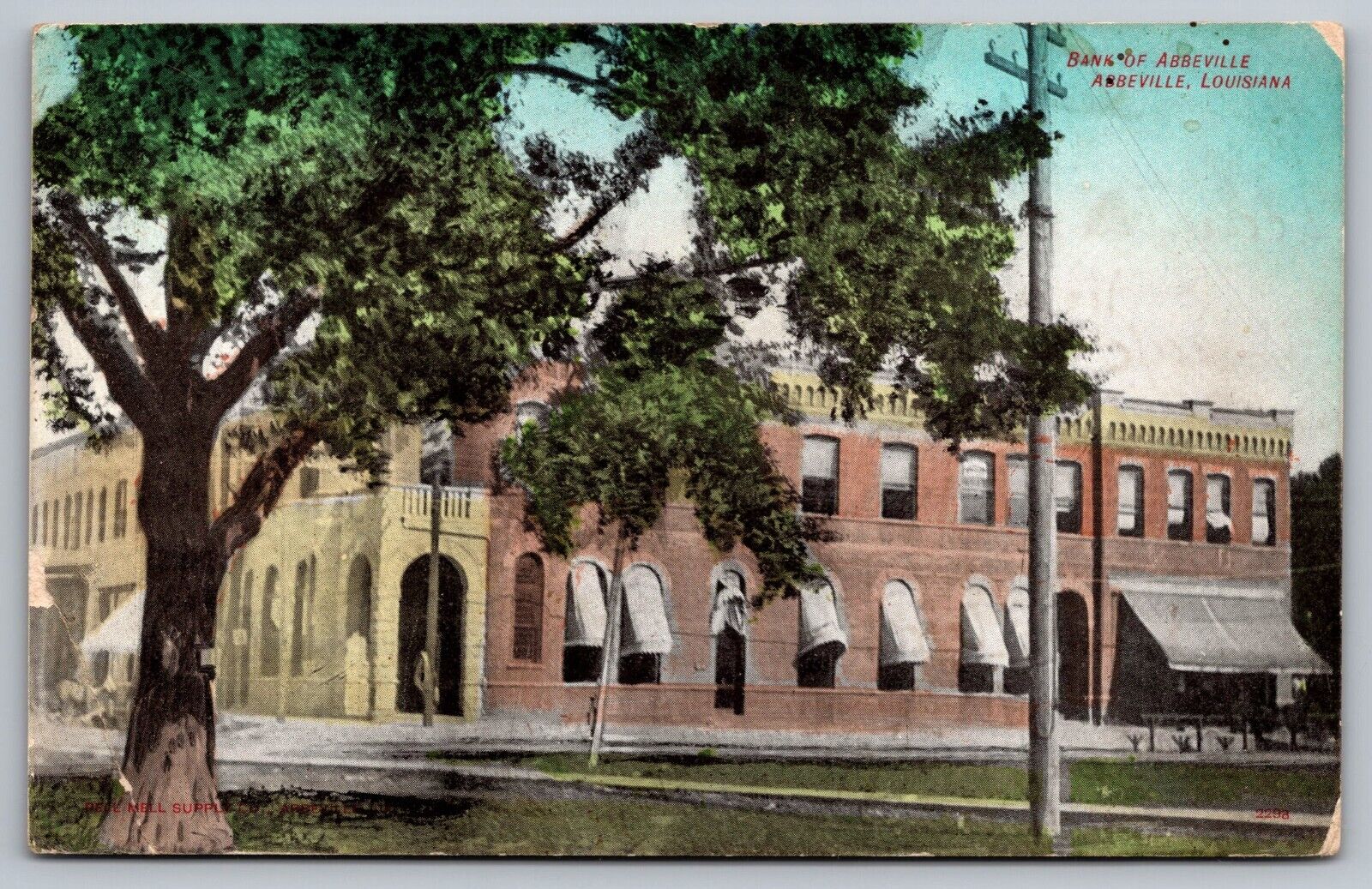 Bank of Abbeville Louisiana Antique Postcard c.1909