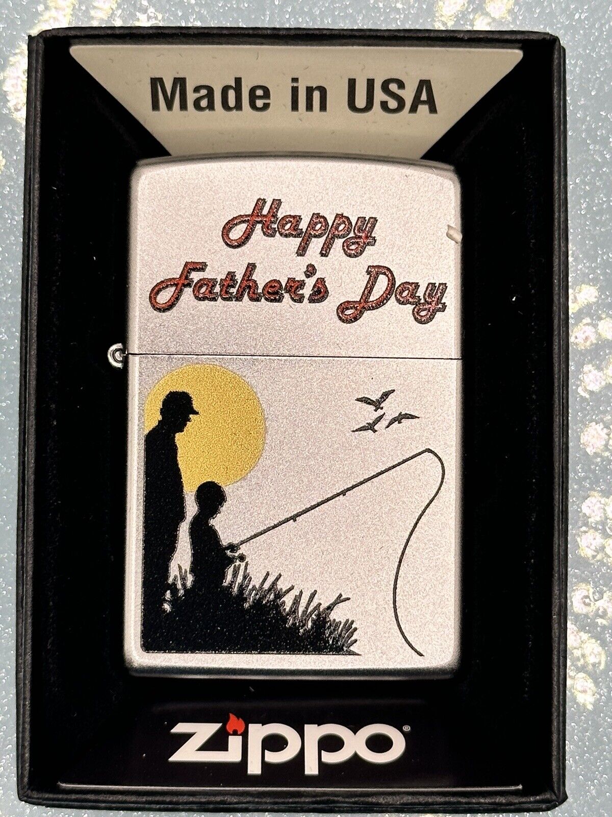 2023 Happy Father’s Day Fishing Chrome Zippo Lighter NEW