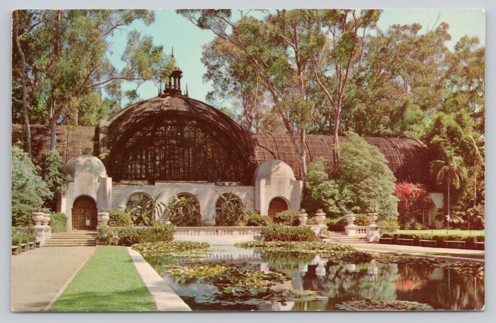 San Diego California, Balboa Park Botanical Gardens Lily Pond, Vintage Postcard