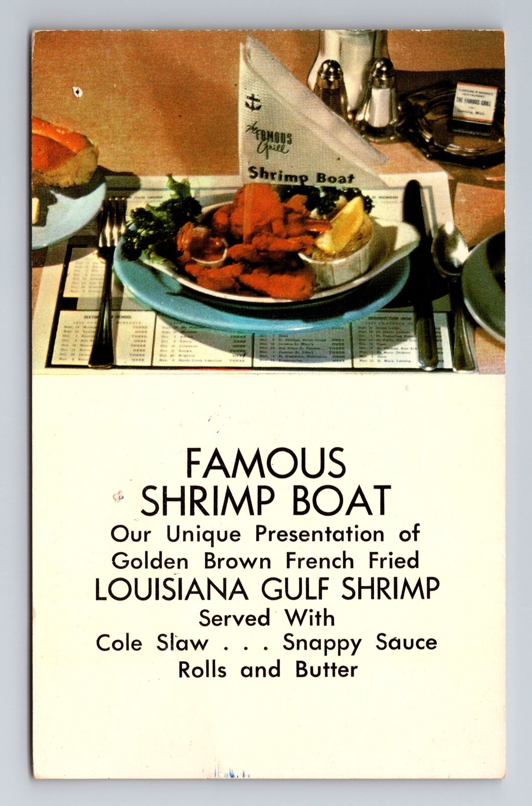 Lansing MI-Michigan, The Famous Grill, Advertising, Vintage c1954 Postcard