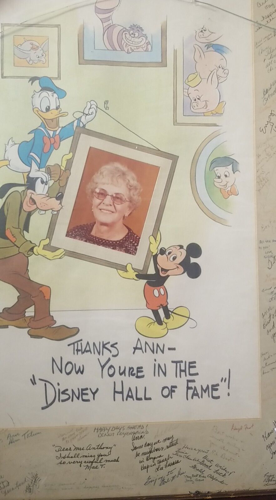 Vintage Disney Employee Retirement Gift Poster ~ Disney Hall of Fame