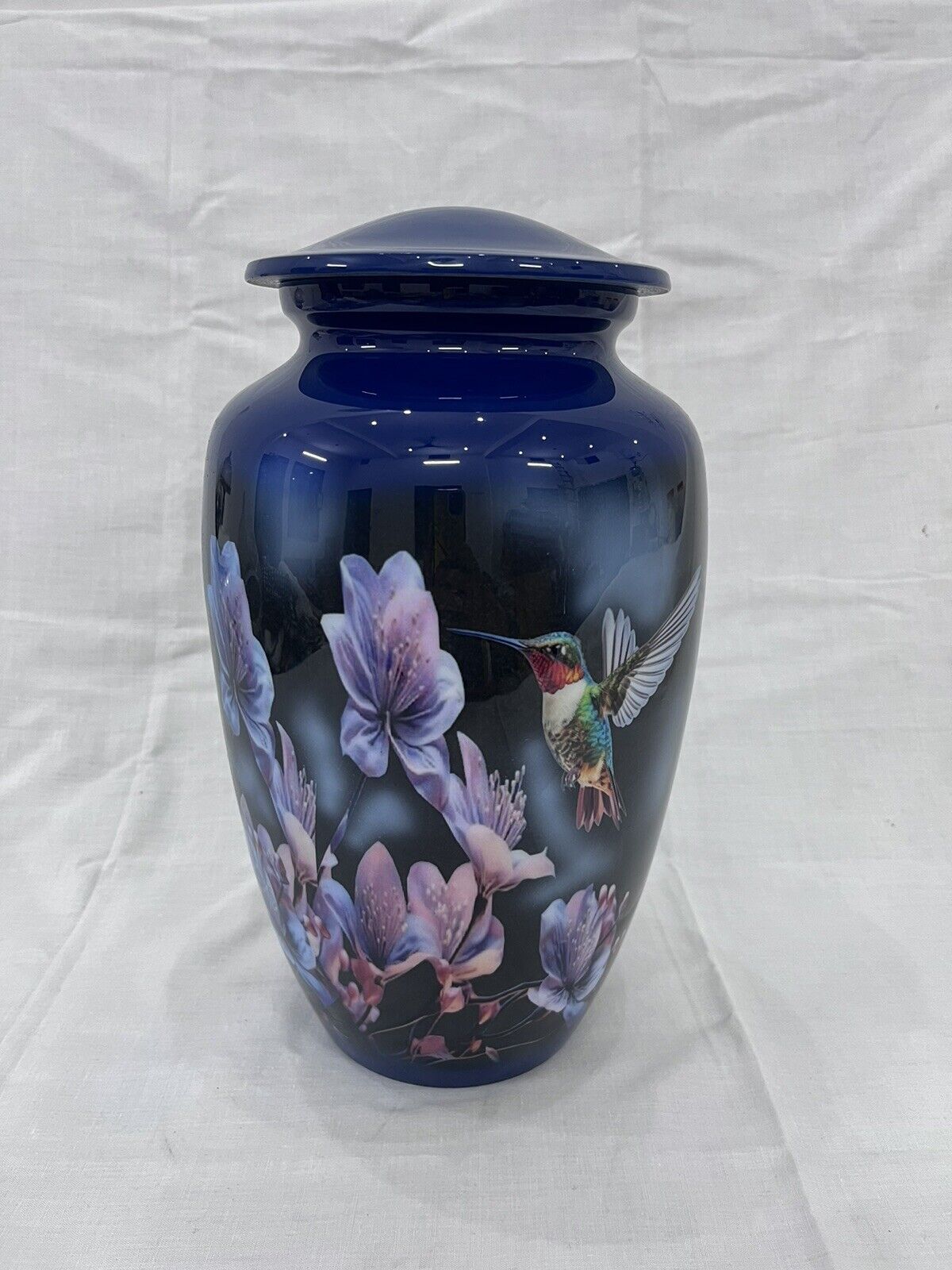 Blue Hummingbird Cremation Urn for Human Ashes Adult with Velvet Bag 200 LBS