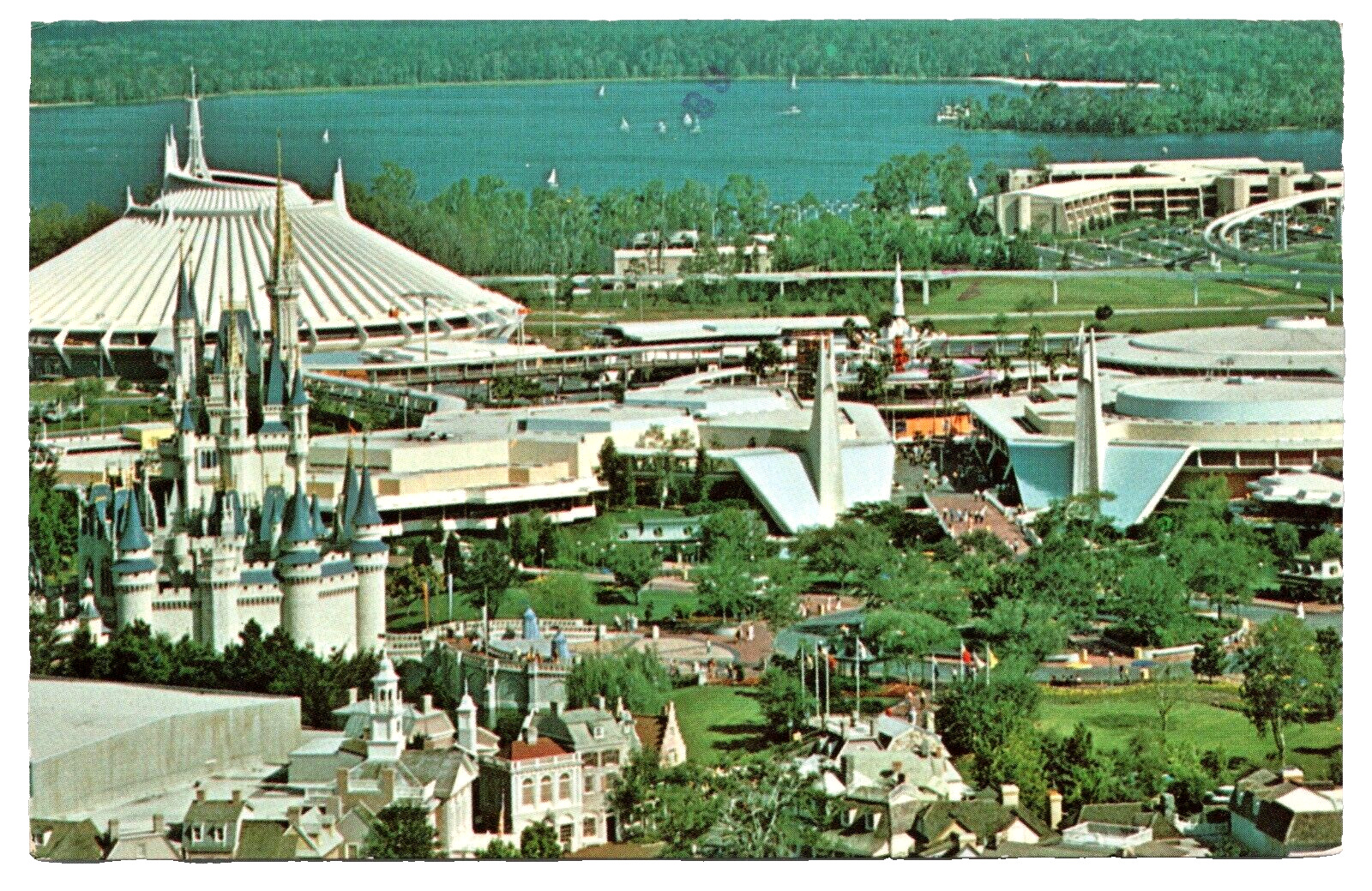 Postcard Aerial View Walt Disney World Magic Kingdom Orlando Florida Posted 1979