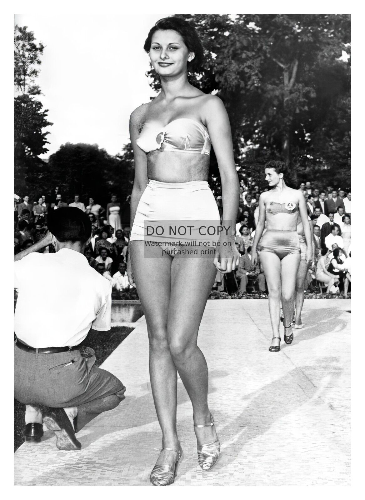 YOUNG SOPHIA LOREN AT BEAUTY CONTEST IN NAPLES FRANCE 1949 5X7 B&W PHOTO