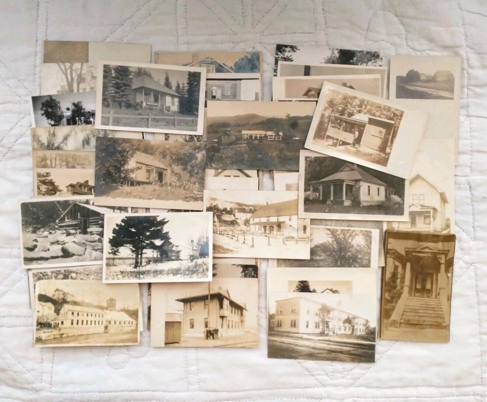 Lot of 50 Unknown Buildings & Houses RPPC Postcards 1900s-1950s Real Photo RP