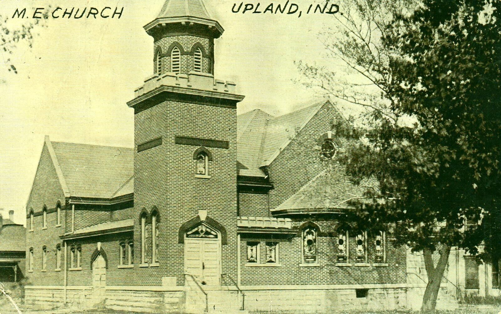 Methodist Episcopal Church Upland Indiana IN Vintage Photo Postcard