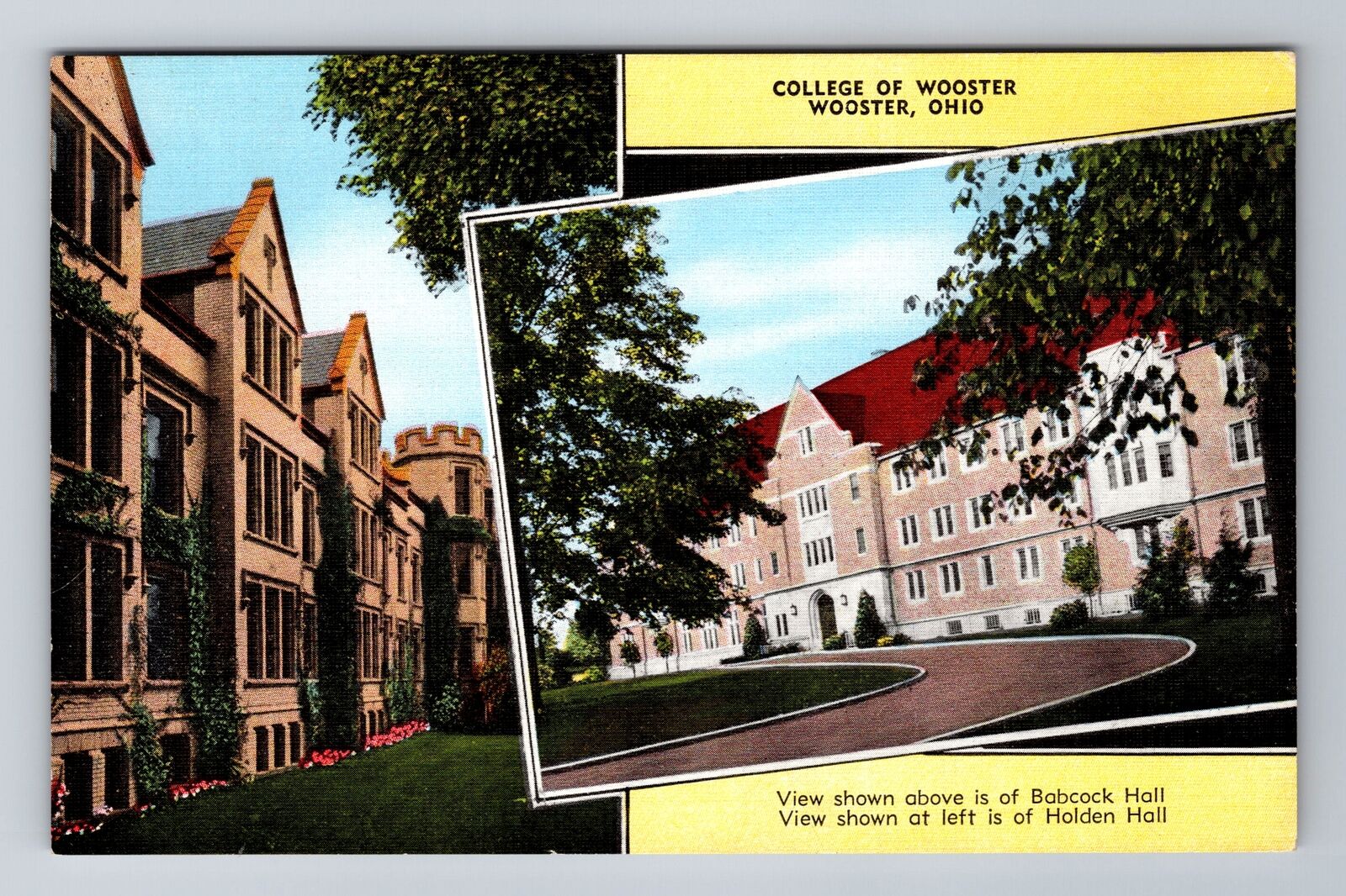 Wooster OH-Ohio, College of Wooster, Antique Vintage Souvenir Postcard