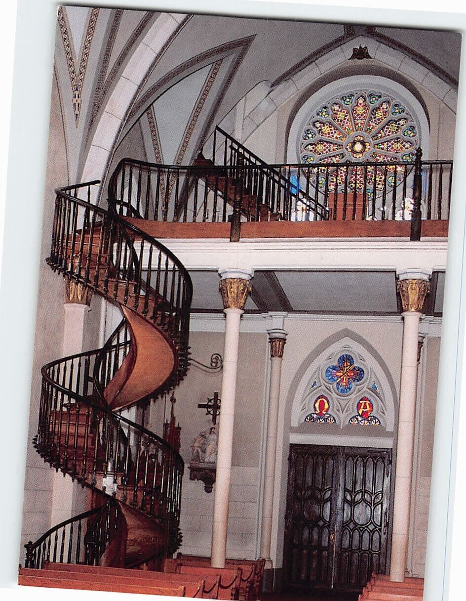Postcard Spiral Stairway Loretto Chapel Santa Fe New Mexico USA