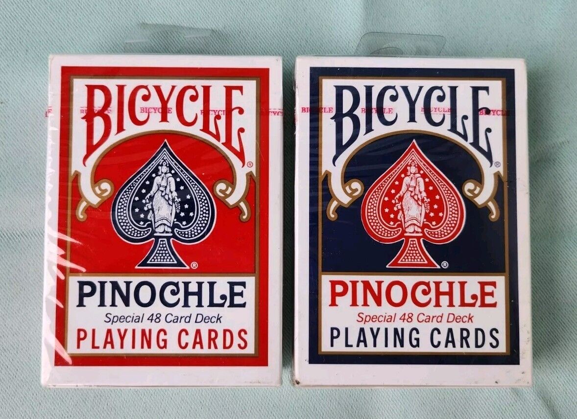 New 2 Decks Bicycle Pinochle Special 48-Card Decks Blue & Red Playing Cards