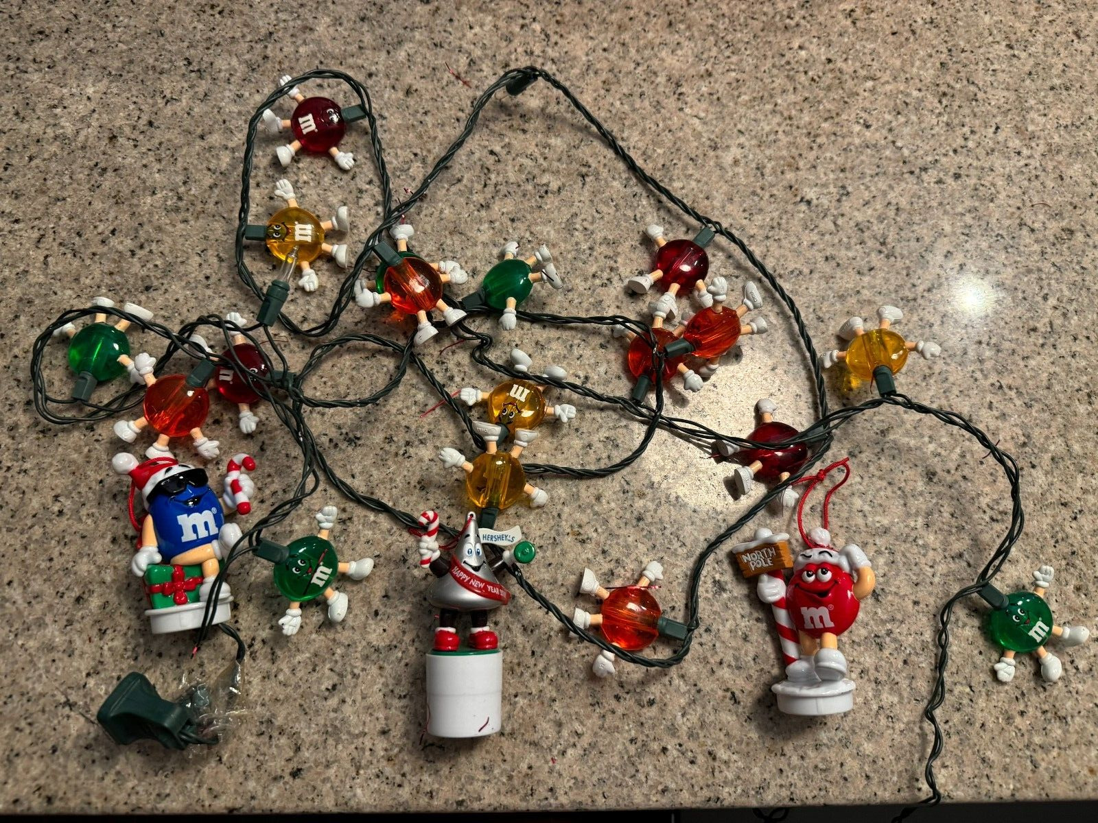 Vintage M&M Candy Character Christmas Lights 18 String Light with Ornaments