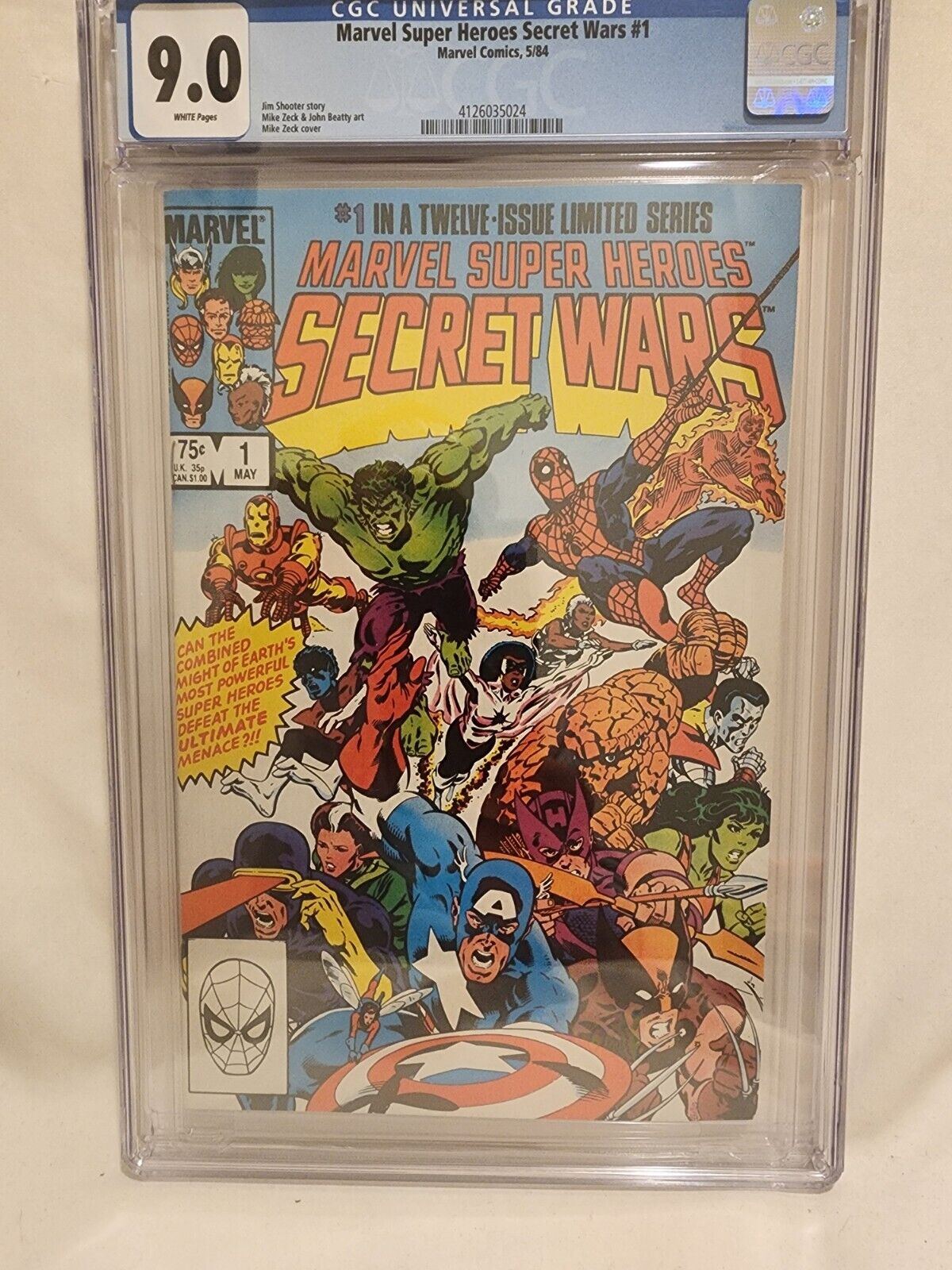 MARVEL SUPER HEROES, SECRET WARS #1 (Marvel/1984) *CGC 9.0* White Pages *KEY