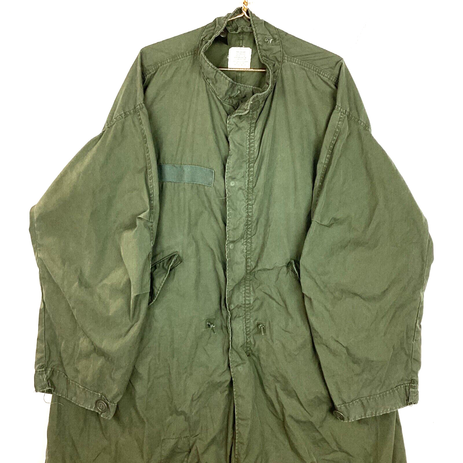Vintage 1972 Military Parka Jacket Lined Size XL Green Vietnam Era 70s