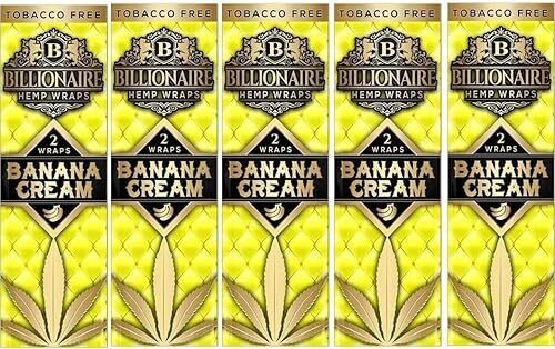Billionaire H. Natural Wraps Rolling Papers Banana Cream (10 Wraps Total)