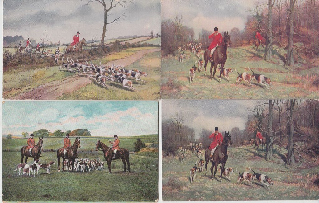 HORSES HUNTING SPORT 19 Vintage Artist Signed Postcards pre-1940 (L5163)