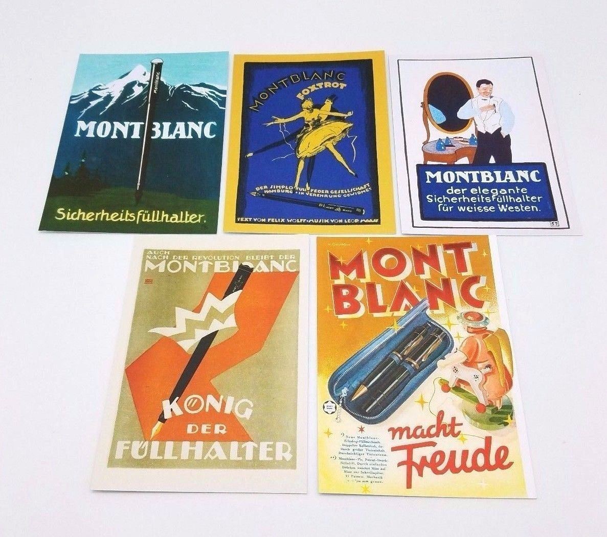 Authentic Montblanc Pen Vintage-Style Postcards (Set of 5)