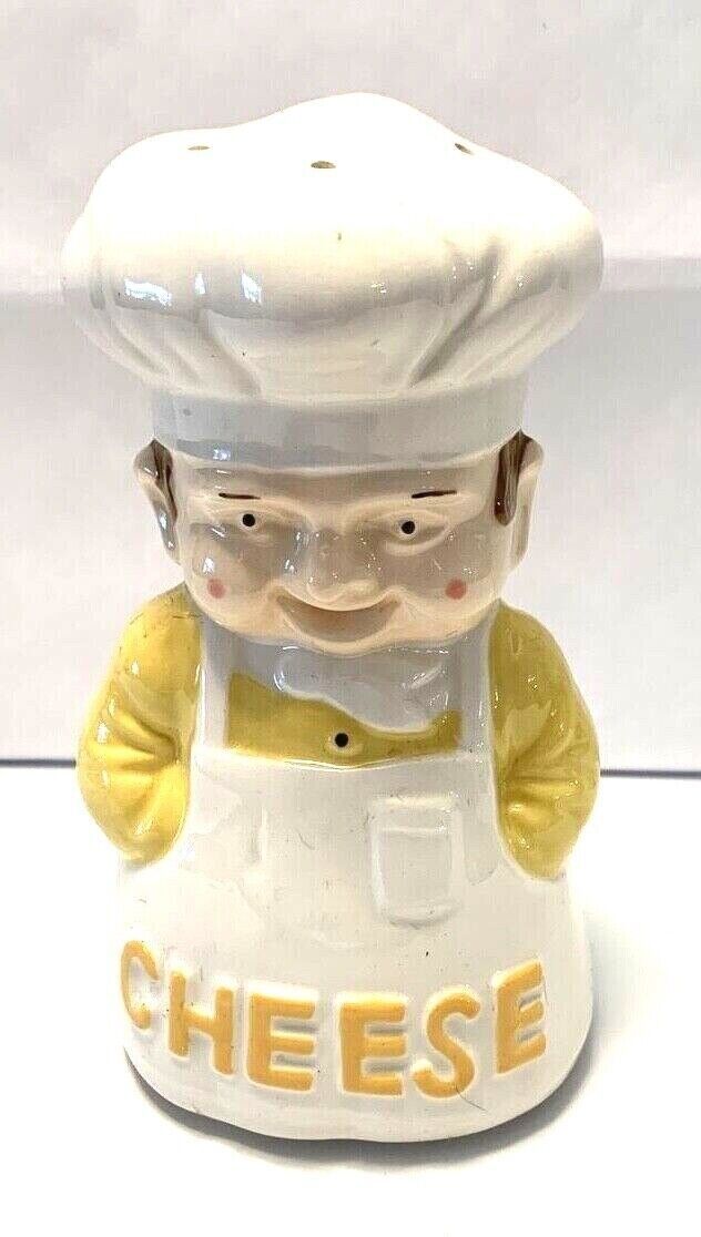 Vintage Grated Cheese Shaker Chef Ceramic Happy Italian Chef Apron Parmesan