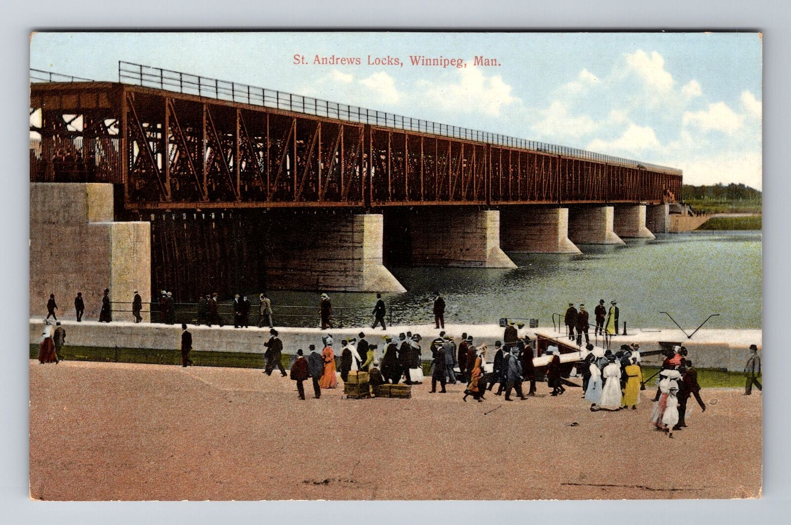 Winnipeg-Manitoba, St. Andrews Locks, Antique Vintage Souvenir Postcard