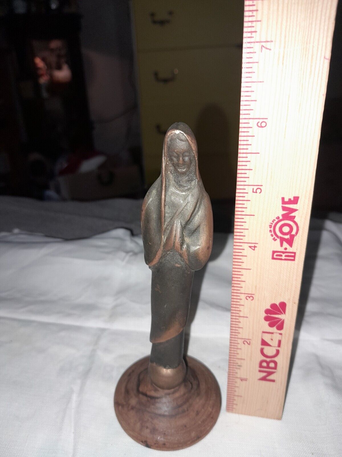 Vintage Madonna Mother Of Mary Brass Statue