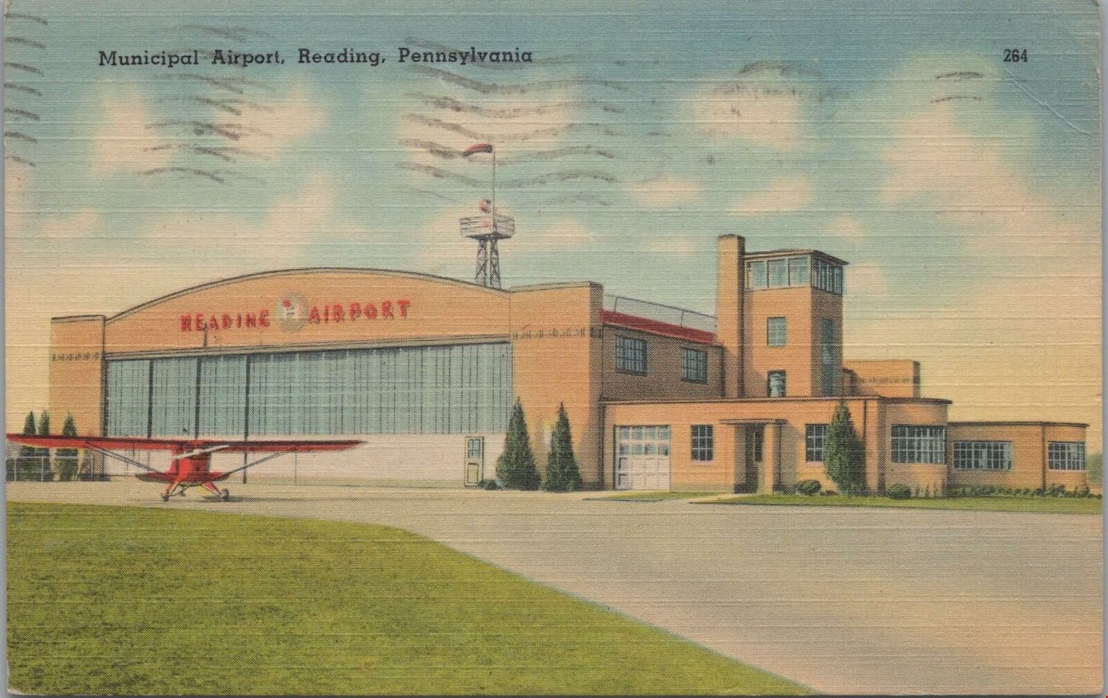 Postcard Municipal Airport Reading Pennsylvania PA 1943