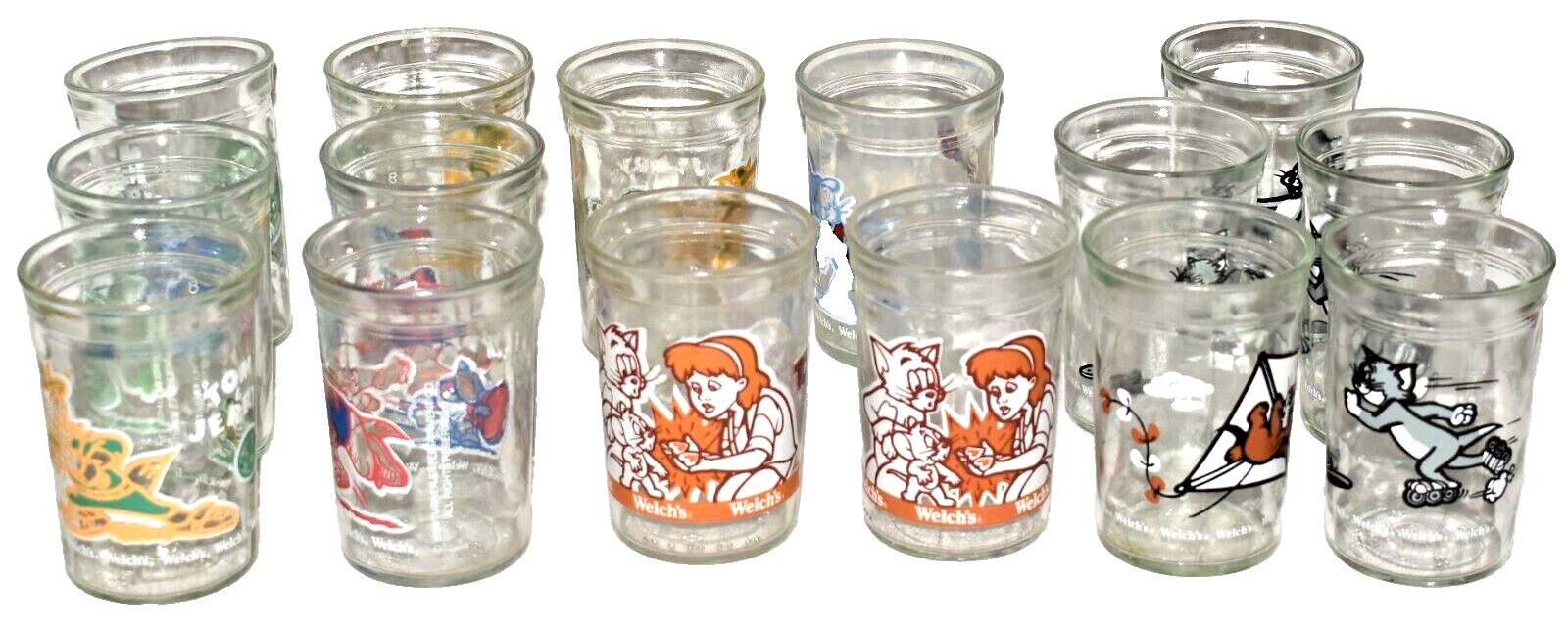 Vintage Welch\'s Tom & Jerry Promo Jelly Jars Glasses Lot Of 15