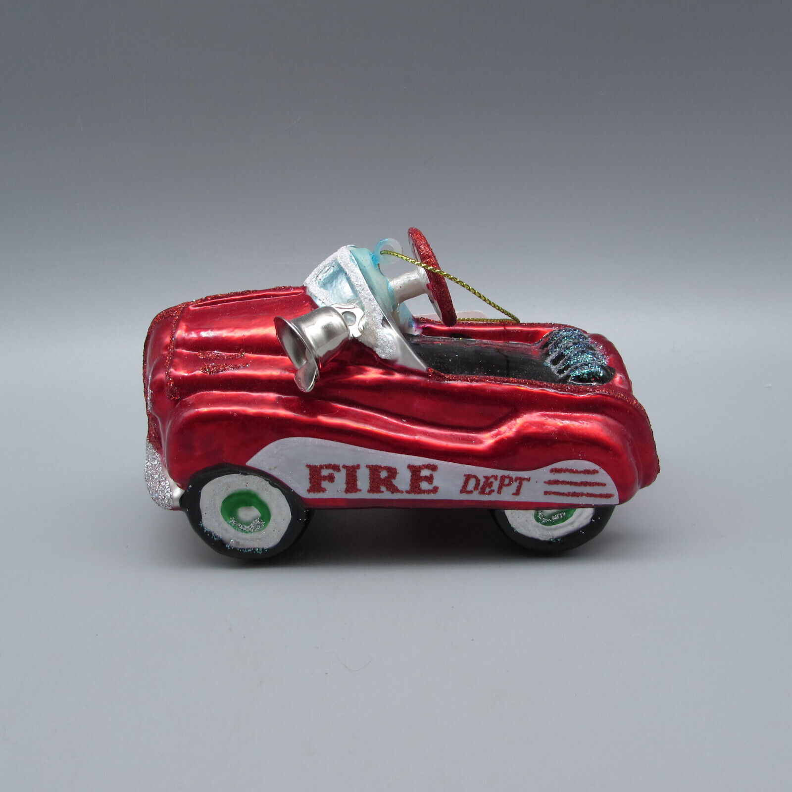 Katherines Collection  - FIRE ENGINE - TRUCK  Pedal Car Glass Christmas Ornament