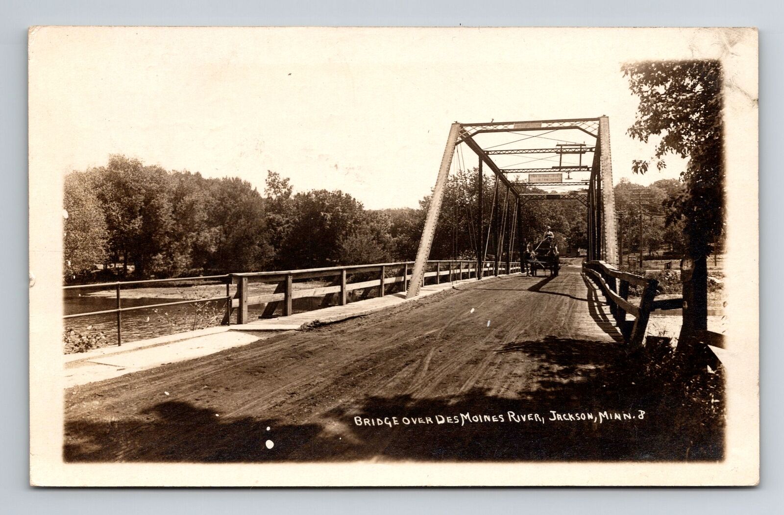 Jackson MN-Minnesota RPPC Des Moines River Bridge Real Photo 1918 Old Postcard