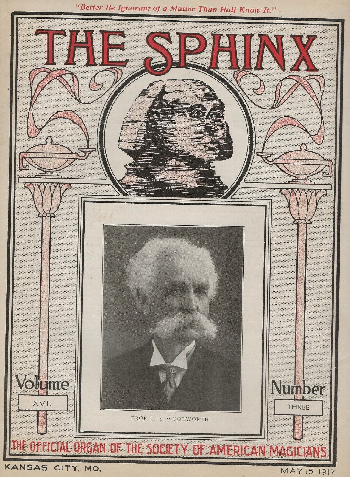 The Sphinx Magazine 1917 May 15th Vol. XV1  No.3 Magician Magic Vintage