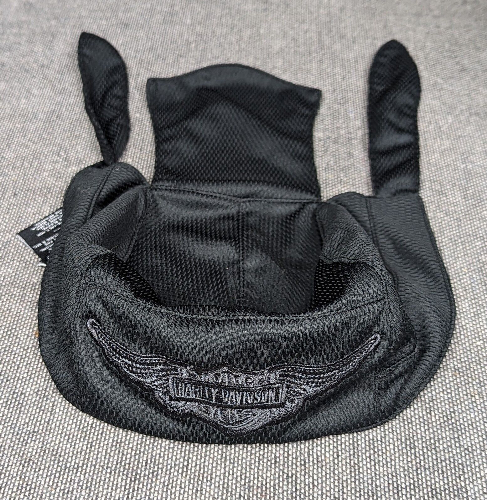 Harley Davidson Black Headwrap Skull Cap With Emblem Large