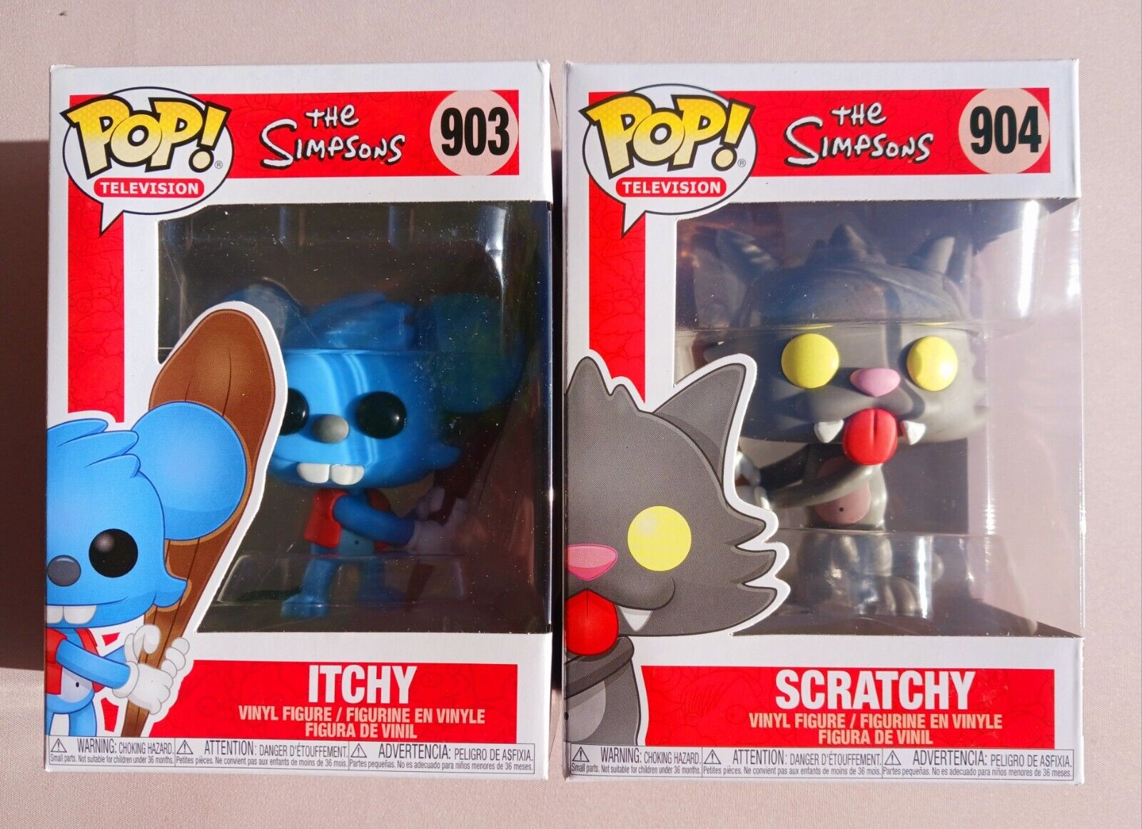 Two Funko Pops The Simpsons Itchy #903 And Scratchy #904 